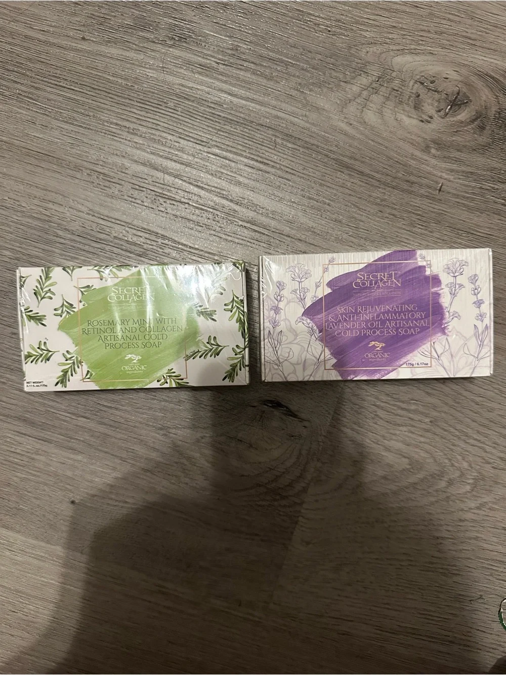 Secret Collagen Soap Duo Rosemary Mint Retinol + Lavender 2pc NWT